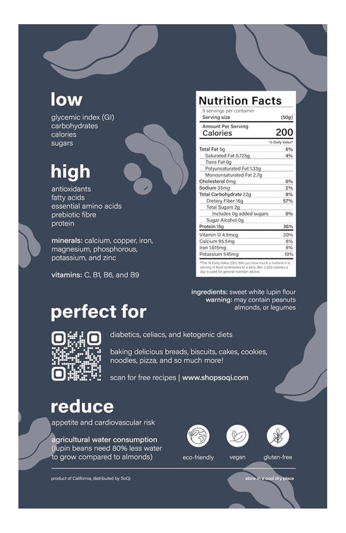 Generic 1lb Premium Lupin Flour | High Plant Protein, Low Carb, Keto, High Fiber, Gluten-Free, Non-GMO Sweet Lupin