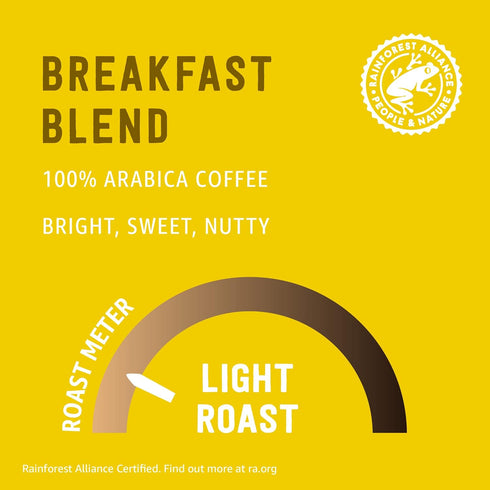 96 Count Amazon Brand - Happy Belly Breakfast Blend Compostable Coffee Pods, Light Roast, Compatible with K-Cup Brewer