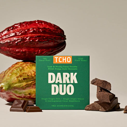 75% (10 pack) (2.1oz TCHO Dark Duo Dark Chocolate Bars | Plant Based, Organic & Fair Trade | Non GMO, Non-Dairy, Vegan