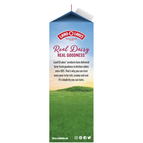 1 Land O Lakes Half And Half, Traditional, Coffee Creamer, Quart