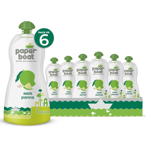 NWIL (Pack 6, 200ml Paper Boat Aam Panna, Mango Drink, Tangy and Sweet Taste, No Added Preservatives and Colours