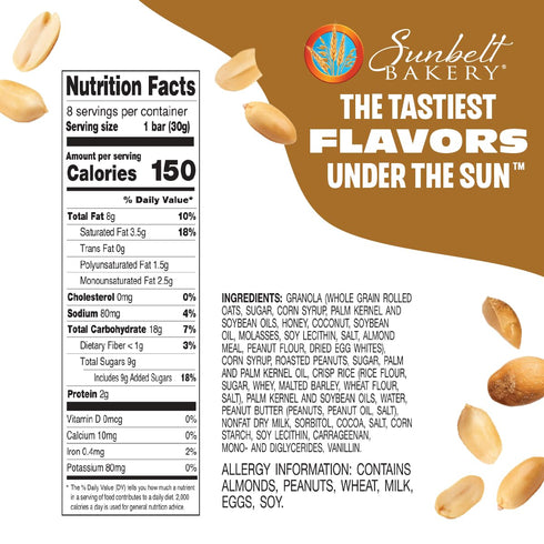 8-1.0 OZ Sunbelt Bakery Peanut Sweet & Salty Chewy Granola Bars, Bars