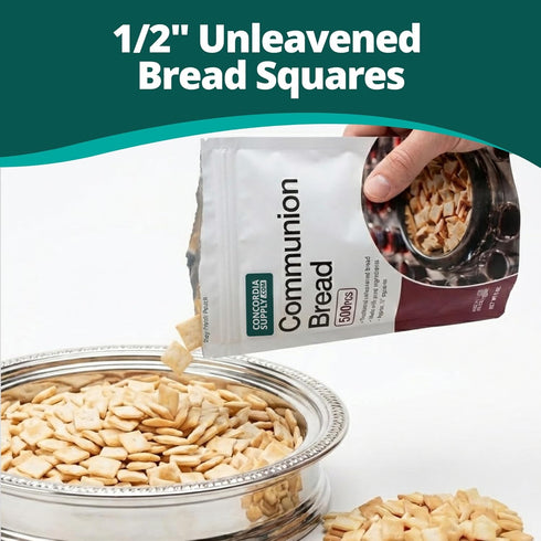 Communion 1/2" Communion (500 Count) Concordia Supply Unleavened Bread Altar Bread, Freshly Baked, Resealable