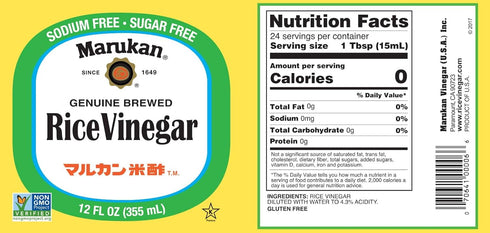 12 (Pack 1) Marukan Seasoned Gourmet Rice Vinegar, Ounce Glass Bottle