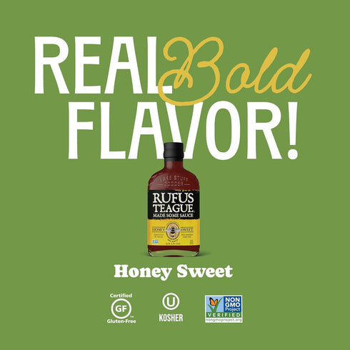 3 Pack, 15.25 oz Rufus Teague Honey Sweet BBQ Sauce, Premium Barbecue Sauces with Natural Ingredients, Award-Winning