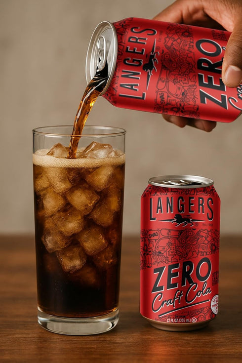 12 Oz (Pack 12) Langers Zero Craft Cola with Stevia, No Weird Stuff, Fl
