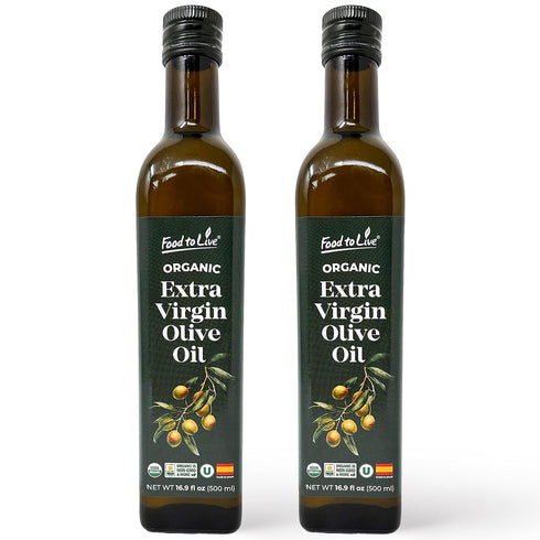 Food To Live Organic Extra Virgin Olive Oil, 16.9oz (500ml) Cold-Pressed. Polyphenol