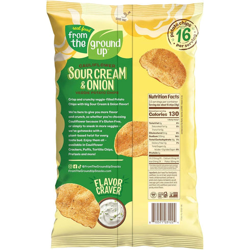 6 Pack 6 Pack) Real Food From The Ground Up Cauliflower Chips - Snack Bags (Sour Cream & Onion