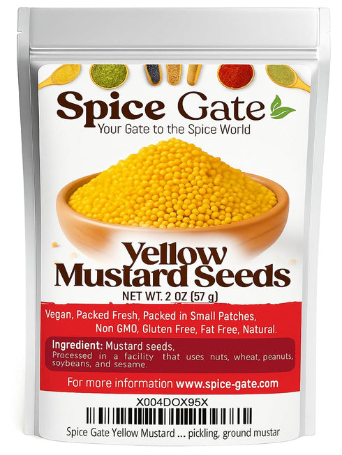 Spice Gate Yellow Mustard Seeds - Whole (2 oz) ideal for cooking,