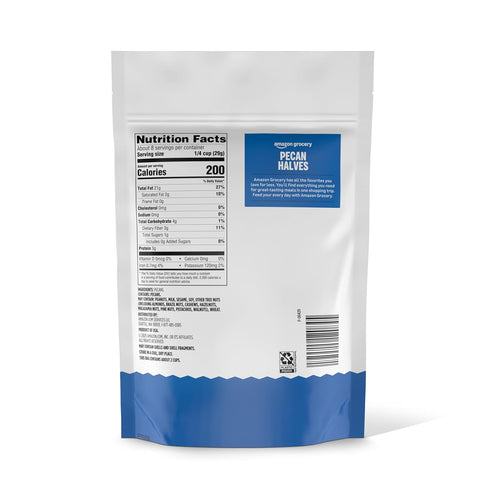 8 Oz Packaging Amazon Grocery, Pecan Halves, (Previously Happy Belly, May Vary)