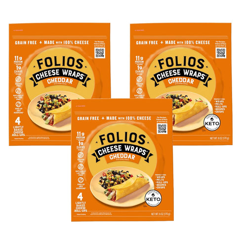Folios 100% All Natural Cheese Wraps | Cheddar Flavor | Gluten Free,