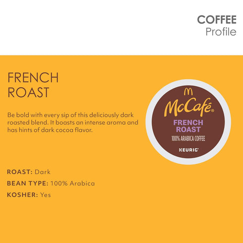 96 Count (4 Packs 24) McCafe French Roast, Single Serve Coffee Keurig K-Cup Pods, Dark Roast