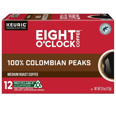 72 Count Eight O'Clock Coffee Colombian Peaks Keurig Single-Serve K-Cup Pods, Medium Roast Coffee