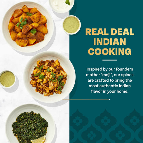 moji masala Indian Spice Kits – Variety of Seasonings Sets – Palak Masala, Gobi Masala, Aloo Rasedar Spice Blend –