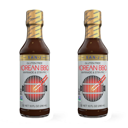 San-J Gluten Free Korean BBQ Sauce - Bold Savory Cooking Sauce - Non-GMO - 10 oz Bottles - 2 Pack