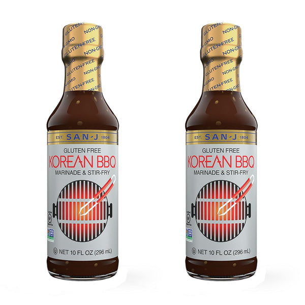 San-J Gluten Free Korean BBQ Sauce - Bold Savory Cooking Sauce - Non-GMO - 10 oz Bottles - 2 Pack