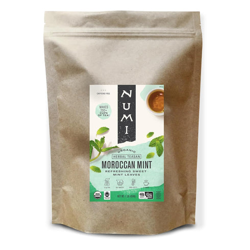 Numi Organic Moroccan Mint Tea, 16 Ounce Pouch, Loose Leaf Herbal Tea,