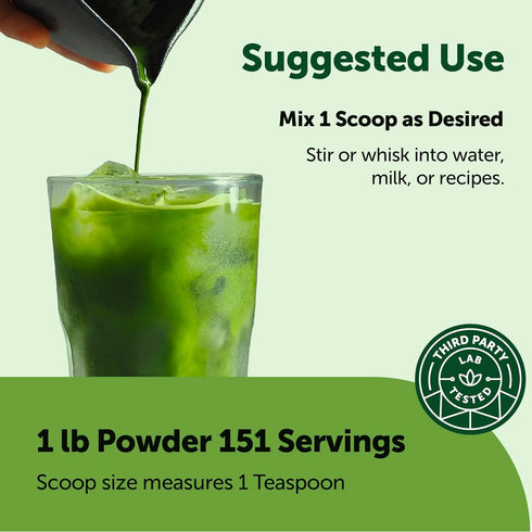 100% Packaging, 1 Lb Micro Ingredients Organic Matcha Green Tea Powder, First Harvest, Culinary Grade from Japan, Pure