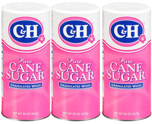 C&H Granulated Sugar, 20 oz Canister Premium Pure Cane Sugar (Pack of