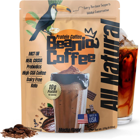 Beanio Protein Coffee Mocha with Collagen: Zero Added Sugar, 100% Natural Dairy-Free 10G
