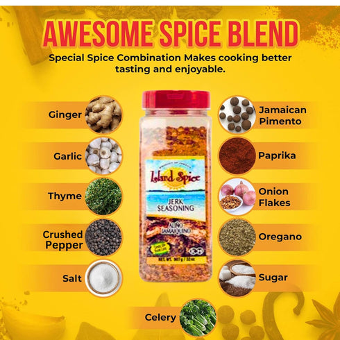 32 Island Spice Jerk Seasoning ounces - Gluten-Free Vegan-Friendly Dry Rub with Real Jamaican Pimento - Authentic Jerk