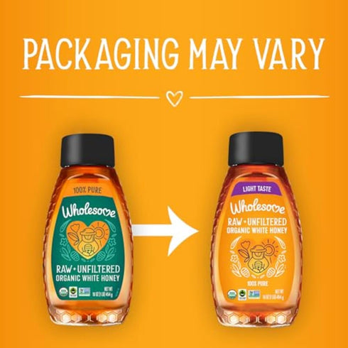 16-Ounce 100% 1 Pack Wholesome Sweeteners Organic Raw Unfiltered White Honey Bottle, Pure, Fair Trade Certified, Non