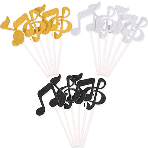 72 Pieces Glitter Music Notes Cupcake Toppers - Cake Toppers Picks for Food, Fruit, Birthday Party Decoration
