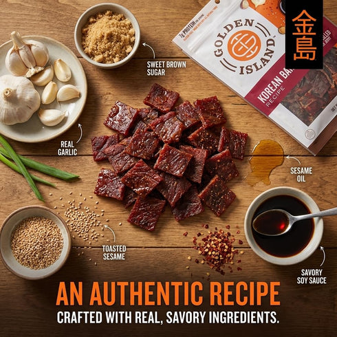 (2 Pack) 9 oz 7g 100% Golden Island Korean BBQ Pork Jerky - Resealable Bag - Fire-Grilled Specialty Meat Snack - Sweet