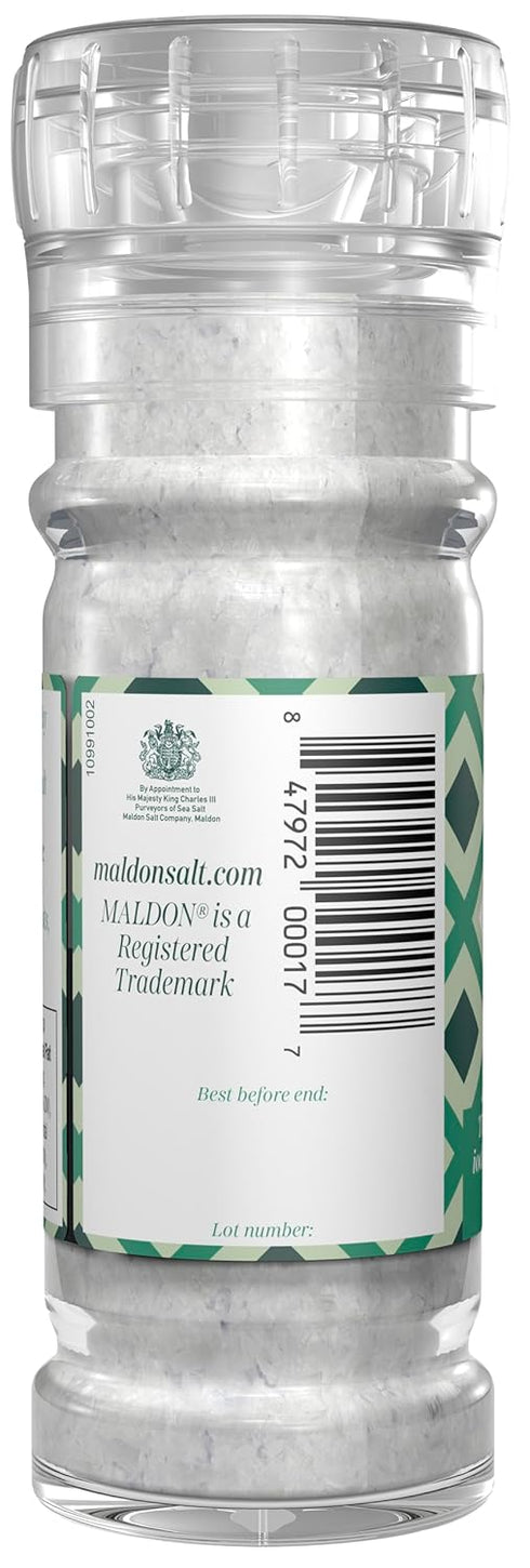 55 Maldon Salt, Sea Salt Grinder, g, Refillable and Adjustable, Kosher, Natural, Handcrafted, Gourmet, Pyramid Crystals