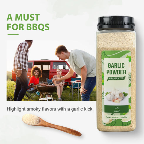 22 Ounce(624g), Soeos Granulated Garlic, Garlic Powder, Convenient and Versatile Seasoning, Great for Flavoring Dishes