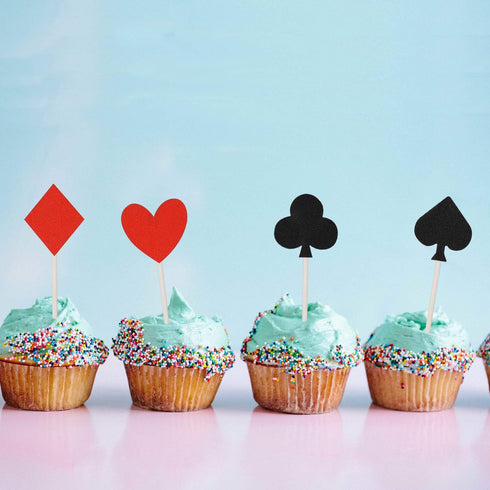 36 Pcs Glitter Casino Night Poker Theme Cupcake Toppers, Las Vegas Party Cake Picks Food Decoration