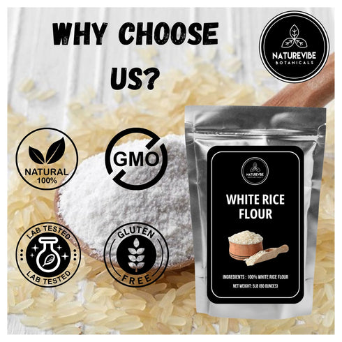 5 lb Naturevibe Botanicals White Rice Flour | Fine Gluten-Free Flour | Non-GMO & Finely Ground | Perfect for Baking