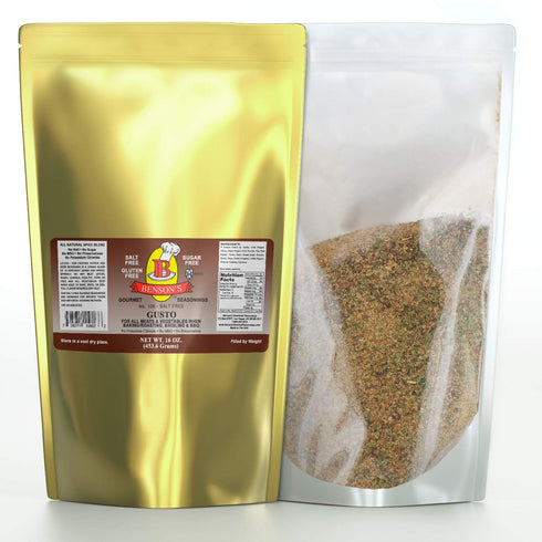 Bensons - 1 Pound Gusto Garlic Pepper and Herb Seasoning - Salt-Free,