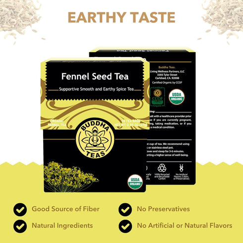 Buddha Teas Organic Fennel Seed Tea - Herbal Tea for Health & Digestion - USDA Certified, 18 Tea Bags