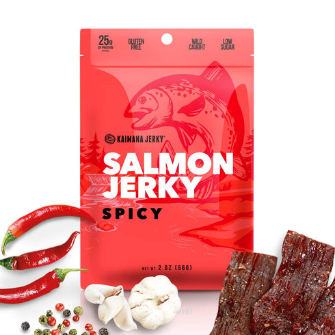 Kaimana Jerky Wild Caught Salmon Jerky - Organic Gourmet Dried Fish Strips