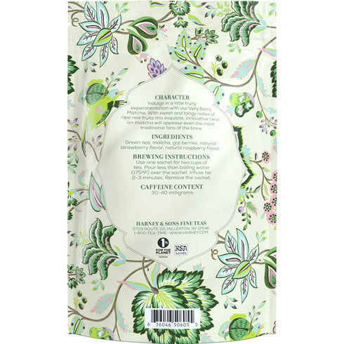50ct Harney & Sons Very Berry Matcha Tea, sachet bag