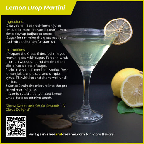(3oz) Garnishes & Dreams Dehydrated & Dried Lemon Slices Natural Yellow Citrus Rounds for Cocktails, Mixology & Baking