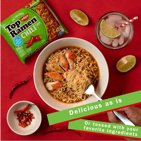 3 (Pack 24) Nissin Top Ramen Noodle Soup, Chili, Ounce
