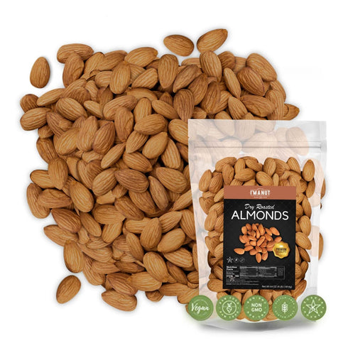 Dry Roasted Almonds Unsalted 16 oz (1 lb) Batch Tested Gluten &