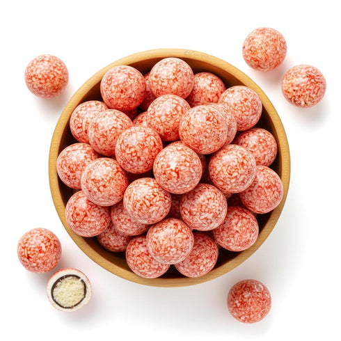3 NY Spice Shop Strawberry & Creme Chocolate Malt Balls - Pound Festive Malted Milk Candy Gifts - Chocolate Malted Milk