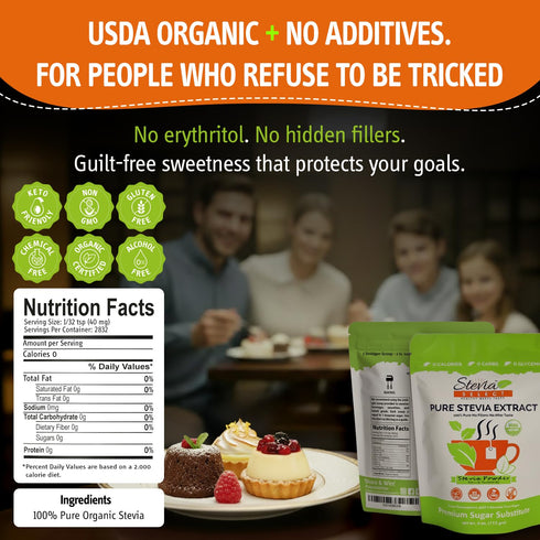 4 Oz Stevia Select Organic Stevia Powder - Sugar Free Plant Based Stevia Sweetener Non GMO Pure Stevia Extract - Sugar