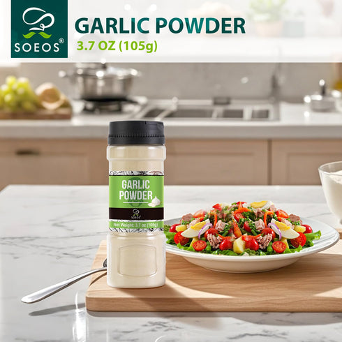 105g (3.7oz), Soeos Garlic Powder, Garlic Powder Seasoning, Additive Free, Non-GMO, Garlic Seasoning for Flavor