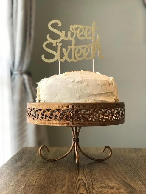 Sweet 16 Cake Topper, Happy 16th Birthday Cake Topper - Gold by Merry Expressions