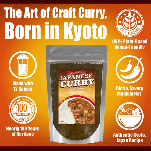 Store 12-Spice 100% 5.3oz (150g) Authentic Japanese Curry Roux Powder Medium Hot, Blend Sauce Mix, Plant-Based & Vegan