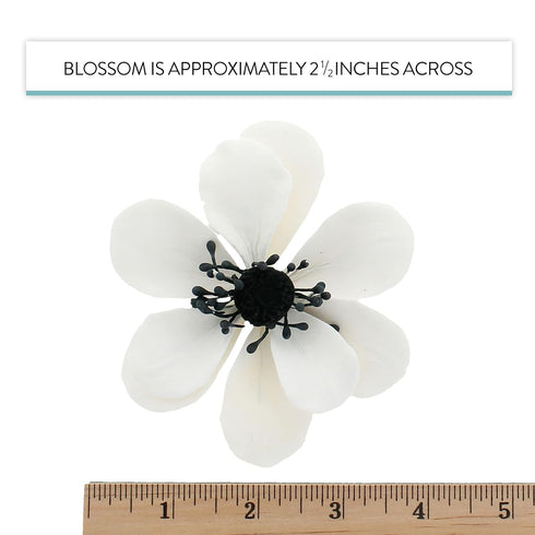3 Count Global Sugar Art Poppy Anemone Sugar Cake Flowers White with Black Center, by Chef Alan Tetreault