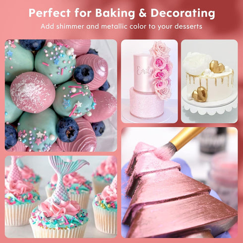 Set 4 Shimmer Cookie-(3g/Bottle) Luster Dust Edible - Colors Food Grade Nomeca Cake Dust Metallic Food Coloring Powder