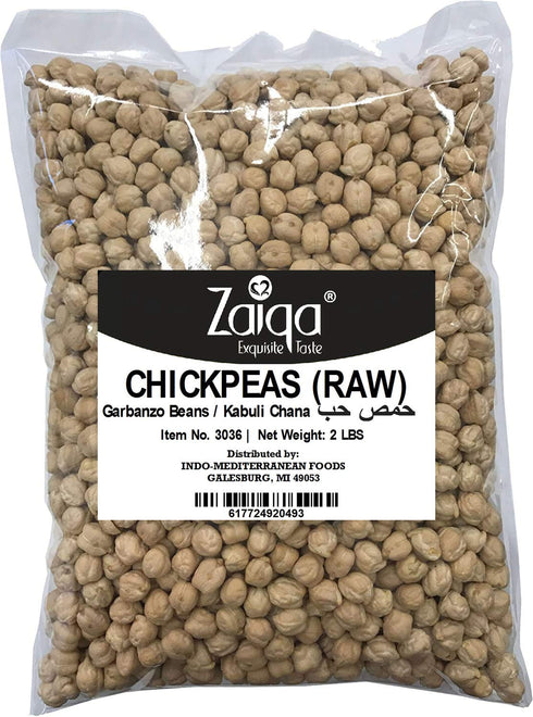 Zaiqa Exquisite Taste Zaiqa Raw Chickpeas, 2 LBS or 32 Ounce | Dried Chickpeas for