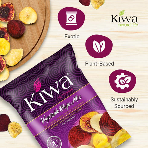 6-Pack 2.5oz (6 Count) Kiwa Vegetable Chips Mix Gluten-Free, Vegan, Kosher, Non-GMO Snack Made with Cassava, Parsnip
