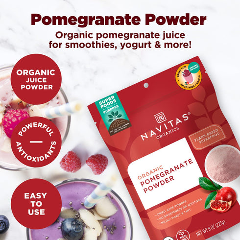 (8oz. 45 Navitas Organics Pomegranate Powder Organic Juice Powder - For Smoothies, Desserts, Dips & More Antioxidant