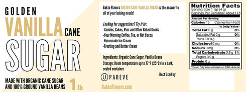 1-pound Bakto Flavors Golden Vanilla Cane Sugar, Jar